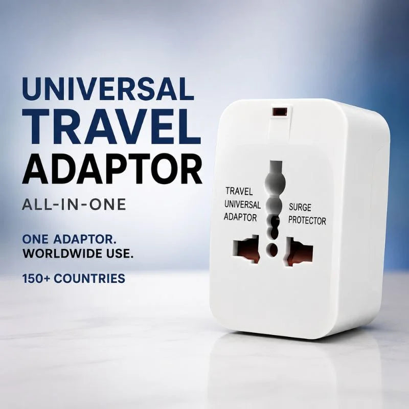 All-in-One Universal Travel Adapter with EU, UK, US and AU Plug Support for 150+ Countries