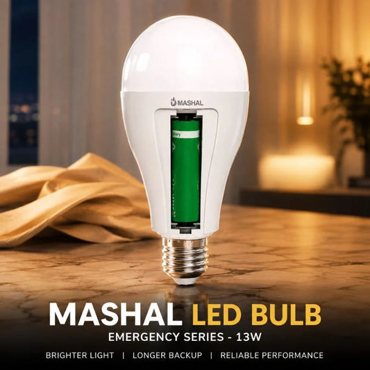 Mashal 13W Rechargeable Emergency LED Bulb with Built-in Battery and 2.5–3 Hours Backup