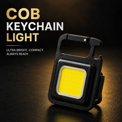 Rechargeable COB LED Keychain Light with Magnet and Bottle Opener