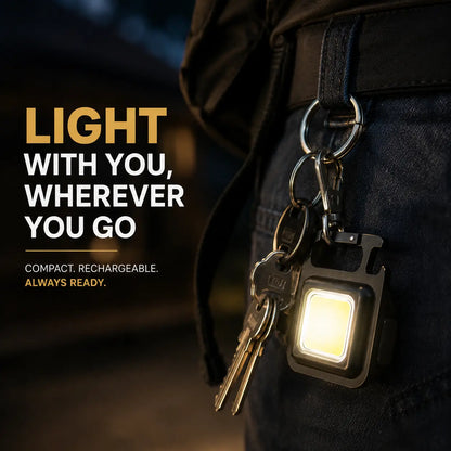Rechargeable COB LED Keychain Light with Magnet and Bottle Opener