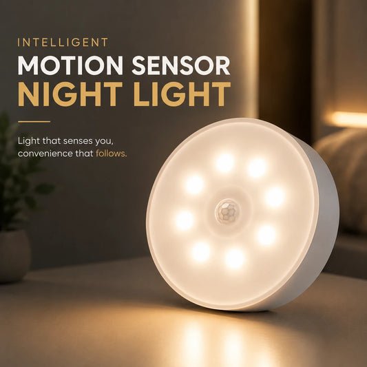 Rechargeable Motion Sensor LED Night Light with USB Charging and Magnetic Mount for Wardrobe, Cabinet, Hallway and Staircase