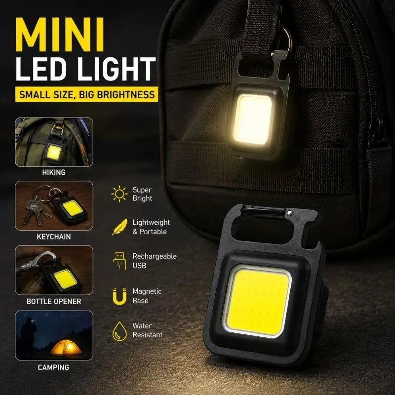 Rechargeable COB LED Keychain Light with Magnet and Bottle Opener
